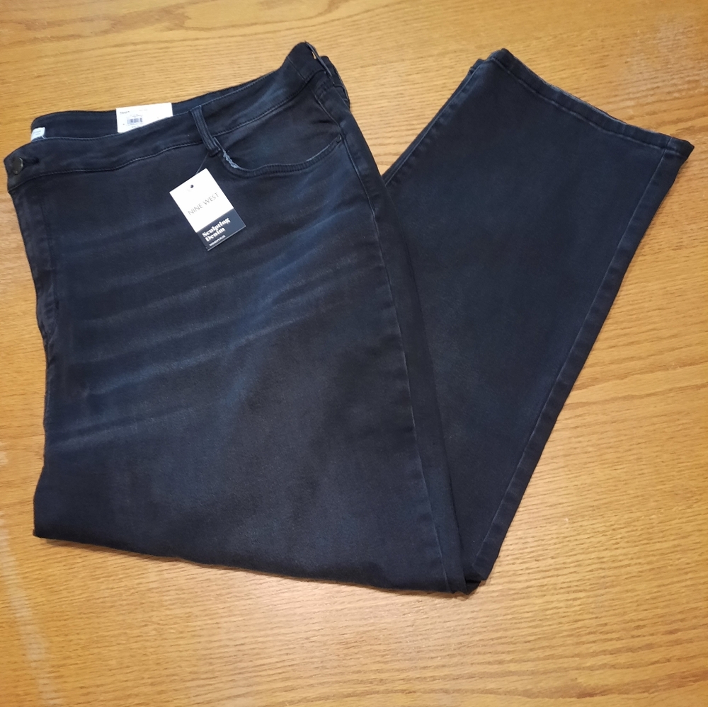 Nine West Black Slim Straight Plus Size 30W Jeans